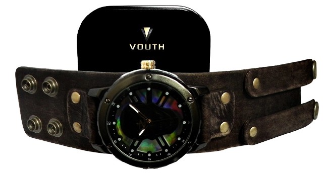 Foto 1 - Relógio bracelete de couro masculino