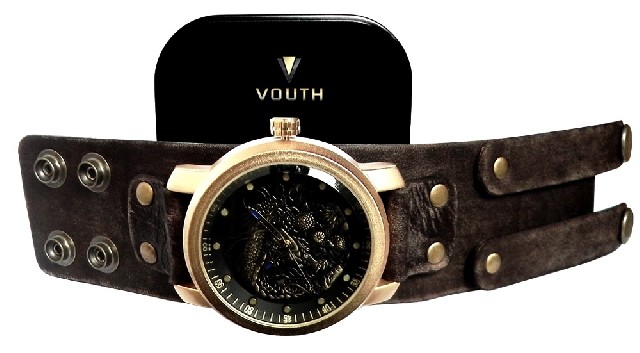 Foto 3 - Relógio bracelete de couro masculino